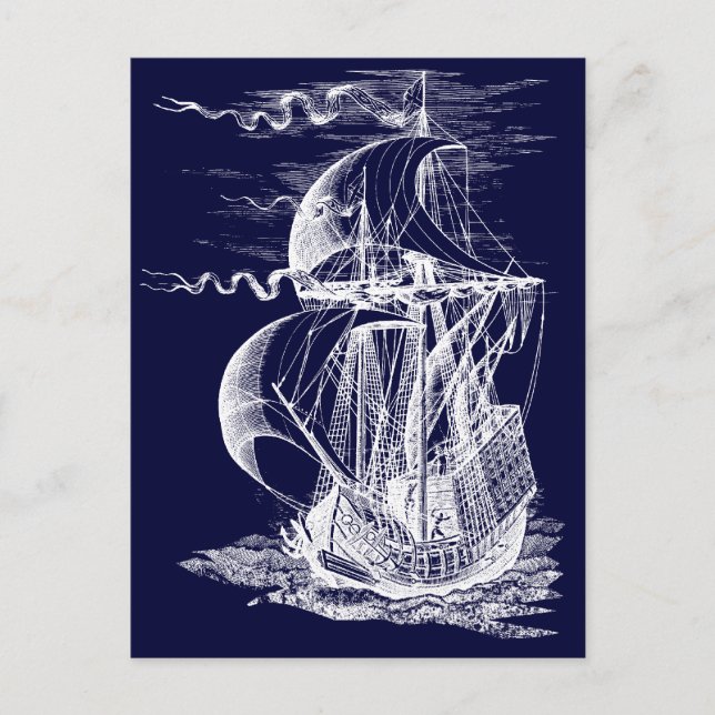 Vintage Sailing Frakt Vykort (Framsida)