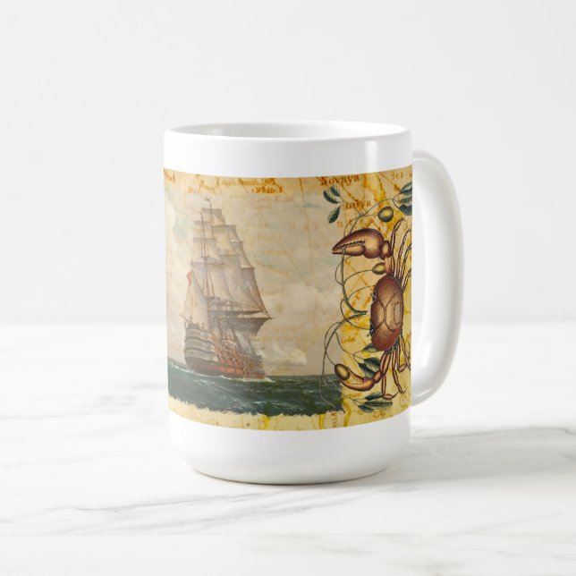 Vintage Sailing Pirat Frakt Kaffemugg (Framsida höger)