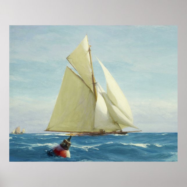 Vintage Sailing Sloop Yacht Painting (1910) Poster (Framsidan)