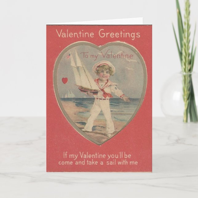 Vintage Sailor Boy Valentine Helgkort (Framsida)