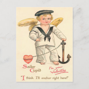 Vintage Sailor Cupid Valentine-vykort Helg Vykort