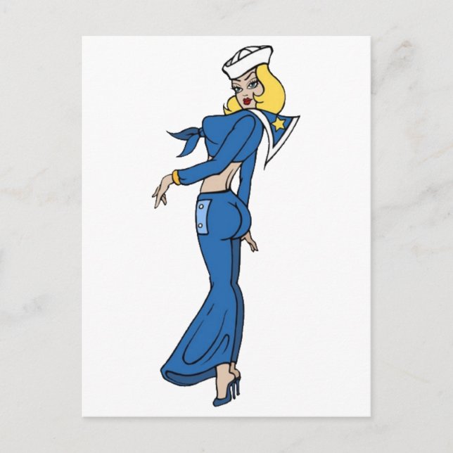 Vintage Sailor Girl Tattoo Art Vykort (Framsida)