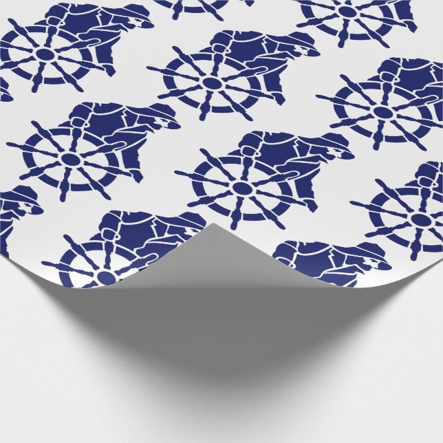 Vintage Sailor, kapten Wheel Silhouette Presentpapper (Hörn)