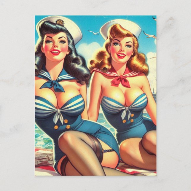 Vintage Sailor Pin UPS Vykort (Framsida)