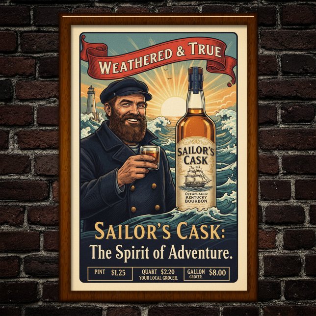Vintage Sailor's Cask Bourbon Advertising Poster (Skapare uppladdad)