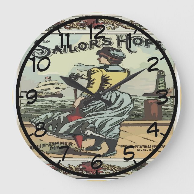 Vintage Sailors Wife Clock Stor Klocka (Framsida)