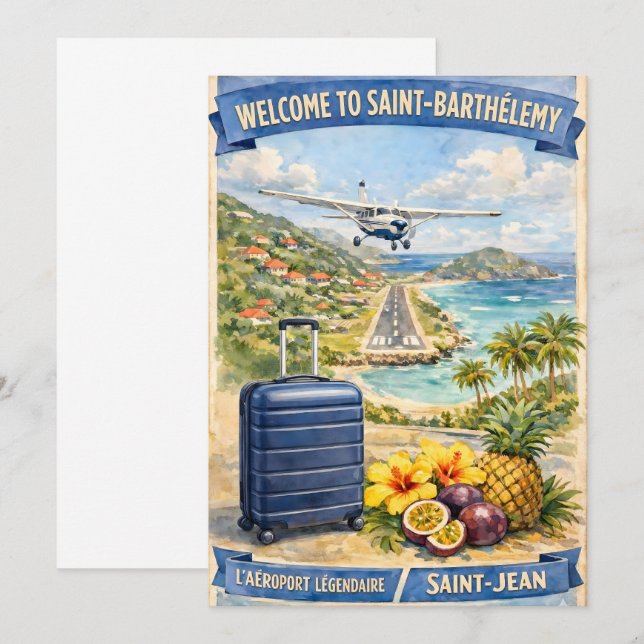 Vintage Saint-Barthélemy Airport / Inbjudningar (Fram/baksida)