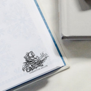 Vintage Saint George Drak Ex Libris Biblioteksbok Stämpel