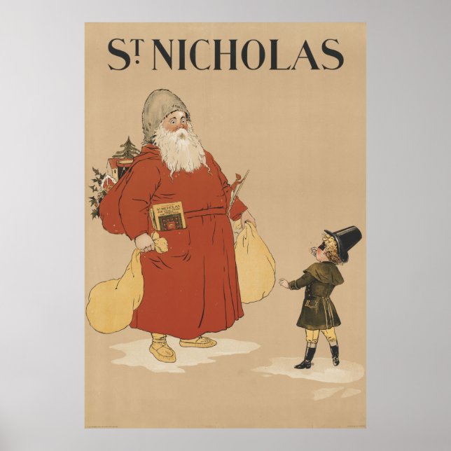 Vintage Saint Nicholas Illustration (1895) Poster (Framsidan)