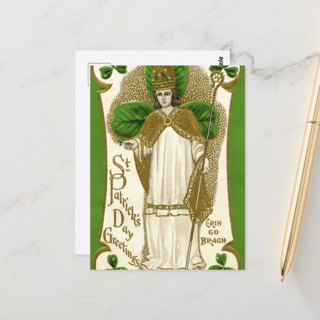 vintage Saint patrick's day flicka Vykort (Fram/Back In Situ)