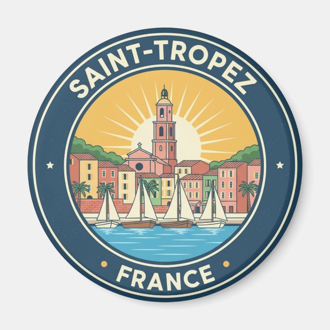 Vintage Saint-Tropez Frankrike Resa Magnet (Framsidan)