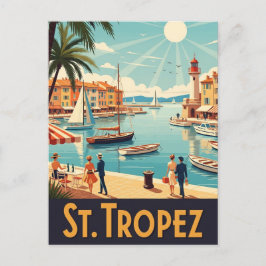Vintage Saint-Tropez Frankrike Travel Vykort