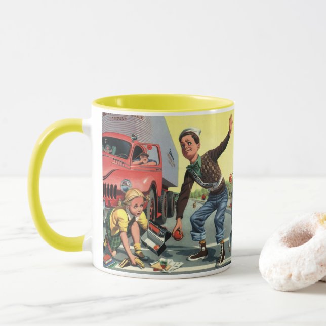 Vintage Säkerhetspatrull Trafikledare Hjälper Flic Mugg (Med munk)