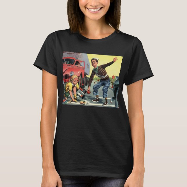 Vintage Säkerhetspatrull Trafikledare Hjälper Flic Tee (Framsida)