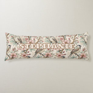 Vintage Sakura Cherry Blommar & Bird Aesthetic 2 Kroppskudde