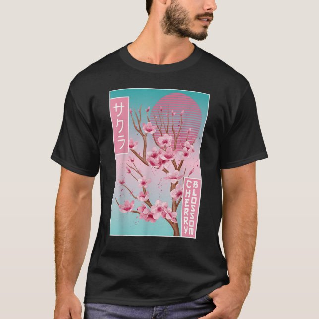 Vintage Sakura Cherry Blossom Japanese T Shirt (Framsida)