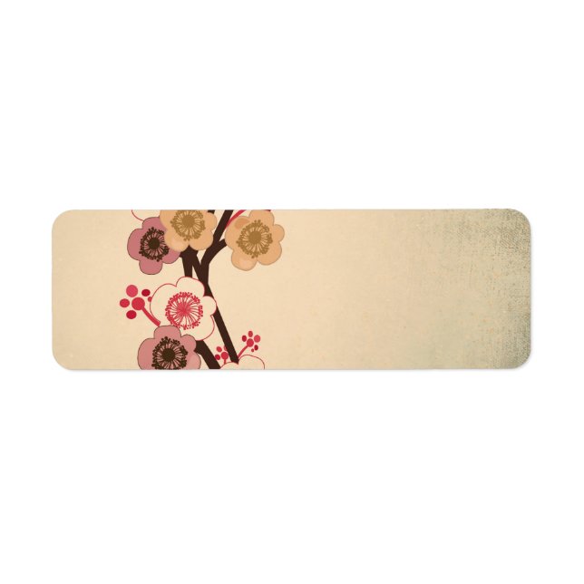 Vintage sakura-etikett returadress etikett (Framsidan)