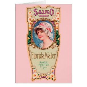 Vintage Salko Florida Vatten Parfym-etikett Hälsningskort