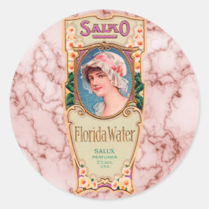Vintage Salko Florida Vatten Parfym-etikett Runt Klistermärke