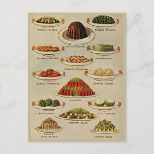 Vintage Sallad och Vegetabiliska fläckar Vykort