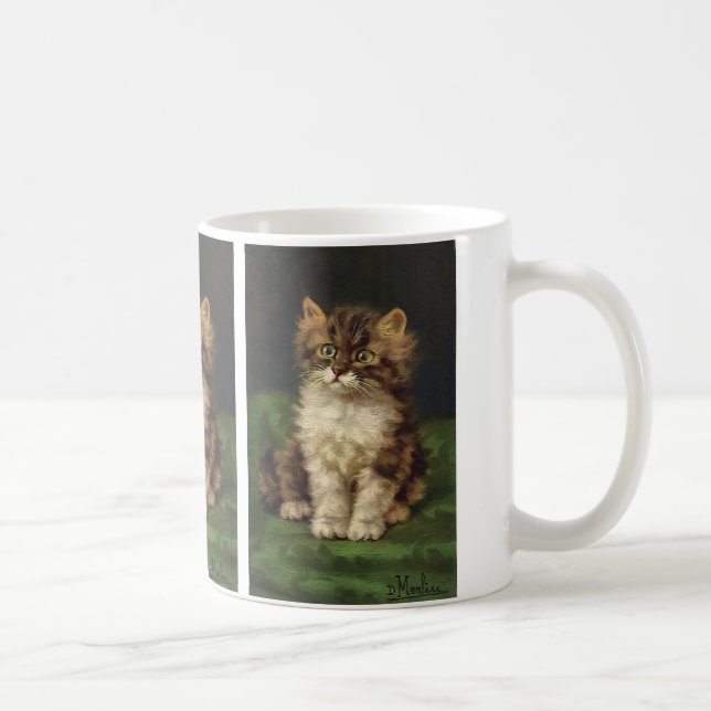 Vintage sällskapsdjur, söt randig huskattskattunge kaffemugg (Höger)