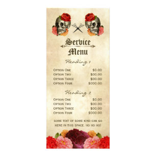vintage salon Service Meny blommigt hår