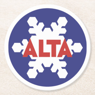 Vintage Salt Lake City, Alta skidort Utah presenti Underlägg Papper Rund