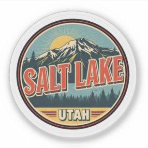 Vintage Salt Lake City skidåkning natur Utah skidp Klistermärken