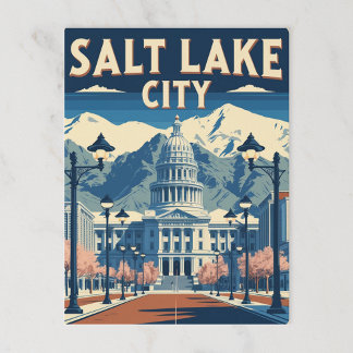 Vintage Salt Sjö City Huvudstad och bergsområden Vykort