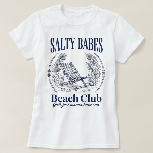 Vintage Salty Babes Strandklubb T Shirt (Design framsida)