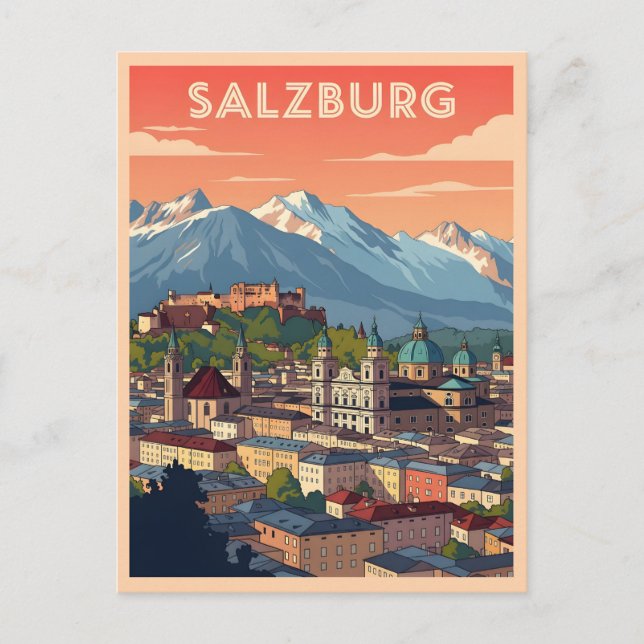 Vintage Salzburg Austria Vykort (Framsida)