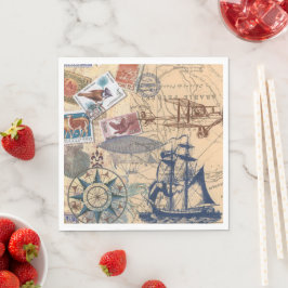 Vintage Samling av Frimärke, segelbåt, Papper Pappersservett