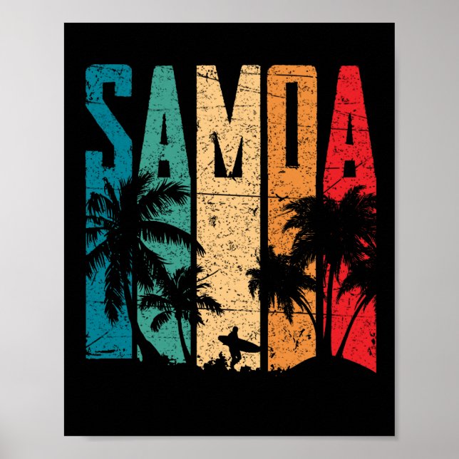 Vintage Samoa Beach Sunset Samoan Poster (Framsidan)