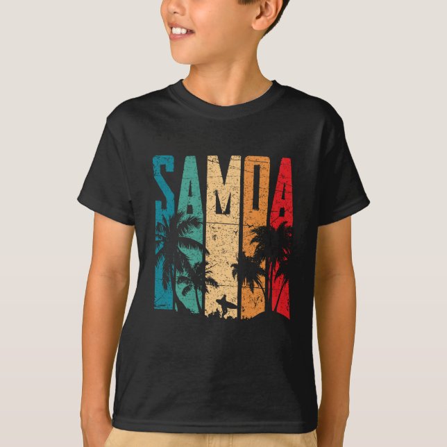 Vintage Samoa Beach Sunset Samoan T Shirt (Framsida)