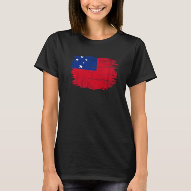 Vintage Samoa Flagga För Samoan T Shirt (Framsida)