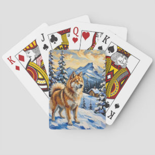 Vintage Samoyed i Alpin Julmiljö Casinokort
