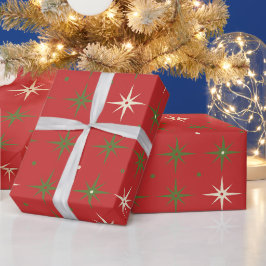 Vintage samtida röd julstjärna & kula presentpapper