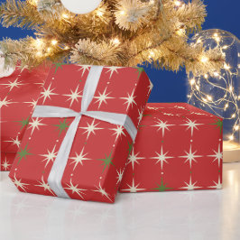 Vintage samtida röd julstjärna presentpapper