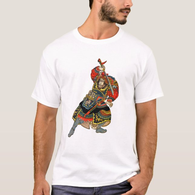 Vintage Samurai Warrior Asian Art T Shirt (Framsida)