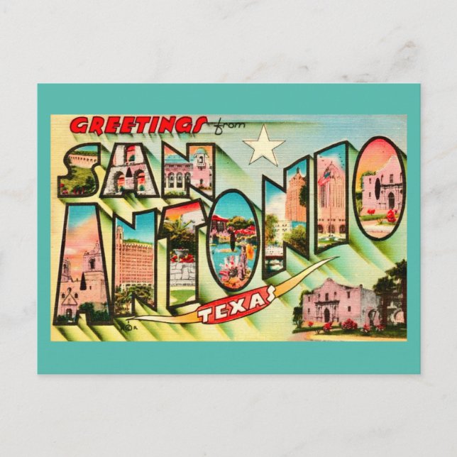 Vintage San Antonio Greetings vykort (Framsida)