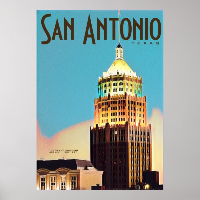 Vintage San Antonio Travel Poster (Framsidan)