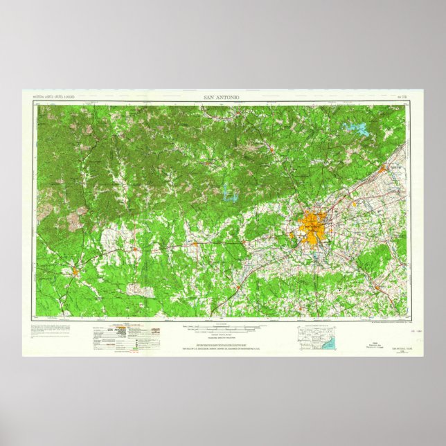 Vintage San Antonio TX Topo Poster (Framsidan)