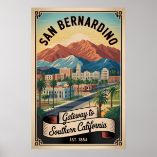 Vintage San Bernardino Kalifornien Retro Resa Poster