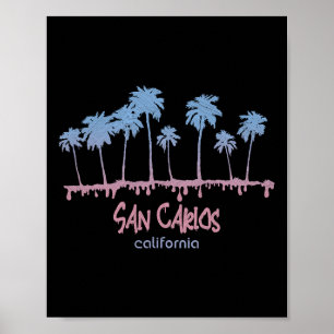 Vintage San Carlos Kalifornien Strand Retro Surf V Poster