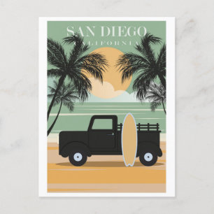 Vintage San Diego California Beach Travel Vykort