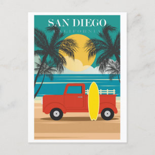 Vintage San Diego California Beach Travel Vykort