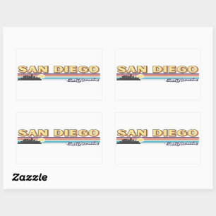 Vintage San Diego California Retro Sunset Rand Rektangulärt Klistermärke