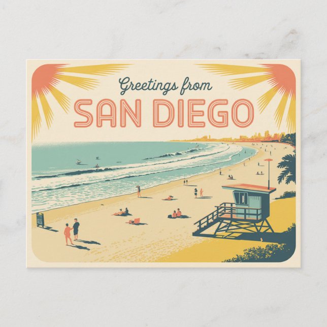 Vintage San Diego vykort | Hälsning från (Framsida)