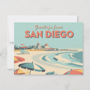 Vintage San Diego vykort Hälsning från