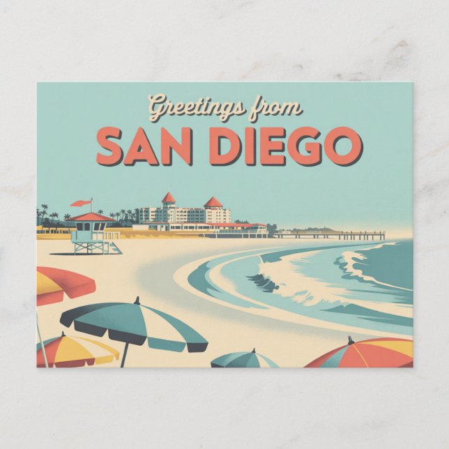 Vintage San Diego vykort | Hälsning från (Framsida)